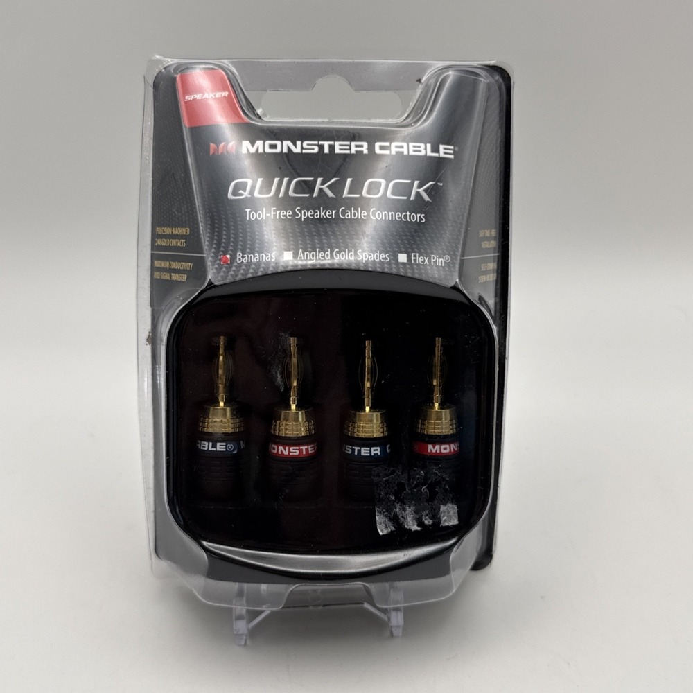 Monster Cable Quick Lock Bananas Speaker Cable Connectors NEW